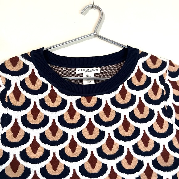 Christian Siriano Navy and Cream Patterned Sweater - Picture 2 of 3